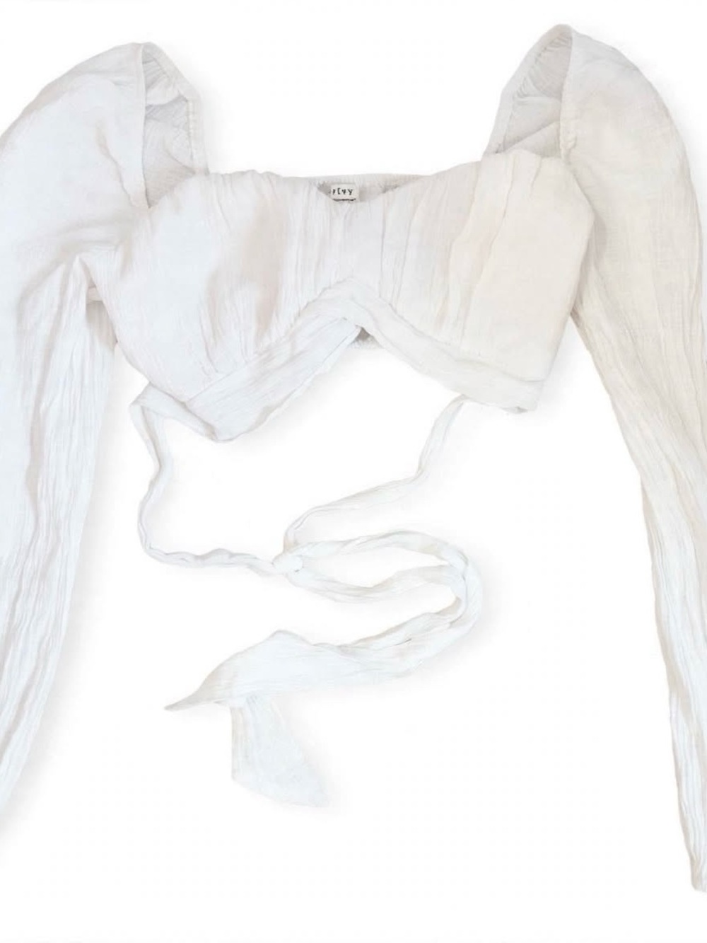 privy White Long-Sleeve Twist Front Cottagecore Top
